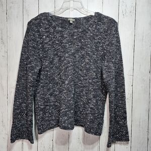 J. Jill Women's Cotton Blend Flare Long Sleeve Blue Marled Knit Sweater Size XL.